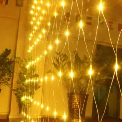 Christmas Decorations String Lights Outdoor, Net Mesh Lighting 200 Led Bulbs Waterproof, For Indoor, Curtain, Tree, Halloween, Bush, Party, Wedding, Fairy, Wall (9.8'x6.6', Plug In, Warm White) -Xmas Lighting Shop 81hYMM3s0bL. AC SL1500