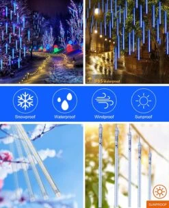 EAGWELL Blue Meteor Lights Outdoor, 20 Inches 10 Tube 540 LED Christmas Meteor Shower Lights Waterproof Meteor LED Lights Falling Rain Lights For Garden Yard Porch Wedding Party Christmas Decor -Xmas Lighting Shop 81iJoG5CCEL. AC SL1500