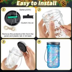 20 Sets Solar Mason Jar Lights 30 LED Fairy Lights With Jar Lid Waterproof Lantern String Lights With 20 Hangers For Outdoor Yard Patio Lawn Garden Wedding Decoration Christmas, Jars Not Included -Xmas Lighting Shop 81iKiZ 6v9L. AC SL1500