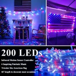 DOTWAYAW 82Ft 200 LEDs String Lights With Music Infrared Motion Sensor Controller, Red White Blue Christmas Lights White Wire Twinkle Waterproof For Indoor Outdoor Tree Party Yard -Xmas Lighting Shop 81iRFmqiqqL. AC SL1500