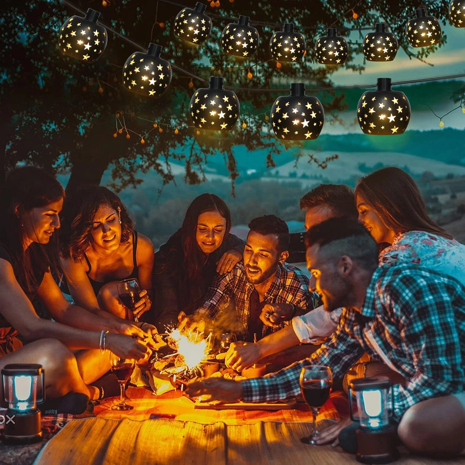 Vigdur Lantern String Lights With 10 Clear G40 Bulbs And Star Plastic Lamp Shades, Indoor Outdoor String Lights For Patio Yard Christmas Decor 5 Vigdur Lantern String Lights With 10 Clear G40 Bulbs And Star Plastic Lamp Shades, Indoor Outdoor String Lights For Patio Yard Christmas Decor - Image 5