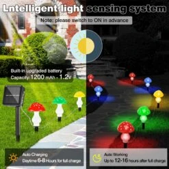 Set Of 12pcs Mushroom Solar Lights Outdoor Garden Waterproof, 8 Lighting Modes Solar Mushroom Lights, Mushroom Decor With Solar LED String Lights For Garden Outside Yard Path Lawn Christmas (Round) -Xmas Lighting Shop 81ilX8uVdL. AC SL1500
