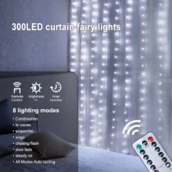 Hopolon Curtain String Lights With Remote,300LED 8 Modes 9.8ftx9.8ft 4.5V USB Powered Curtain Lights For Home Wedding Christmas Party Family Patio Garden Bedroom Outdoor Indoor Wall Decor(Cool White) 9 Hopolon Curtain String Lights With Remote,300LED 8 Modes 9.8ftx9.8ft 4.5V USB Powered Curtain Lights For Home Wedding Christmas Party Family Patio Garden Bedroom Outdoor Indoor Wall Decor(Cool White) -Xmas Lighting Shop 81ipG2a5 TL. AC SL1500