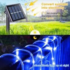 JMEXSUSS 200 LED Garden Decor Solar Rope Lights Outdoor, 72ft IP 65 Outdoor Waterproof Solar Rope Lights With 8 Modes, PVC Tube Solar Christmas Lights For Trampoline Fence Yard Walkway Christmas(Blue) -Xmas Lighting Shop 81j3zPsPDGL. AC SL1500