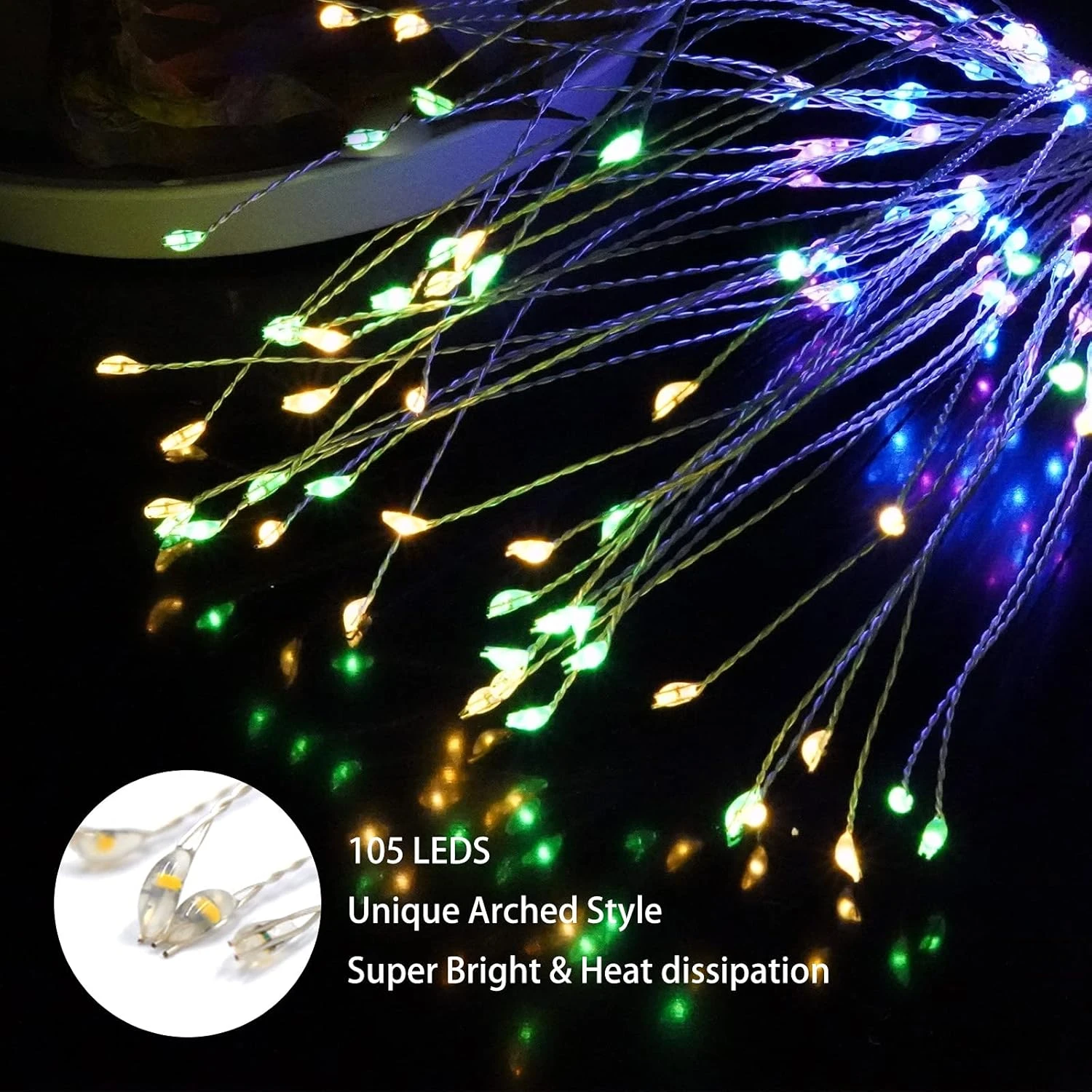 4Pack Firework Solar Lights Outdoor, Solar Garden Decorative Lights, Solar Walkway Lights Waterproof, 35 Copper Wires String Lights For Christmas, Pathway, Patio, Flowerbed 3 4Pack Firework Solar Lights Outdoor, Solar Garden Decorative Lights, Solar Walkway Lights Waterproof, 35 Copper Wires String Lights For Christmas, Pathway, Patio, Flowerbed - Image 3