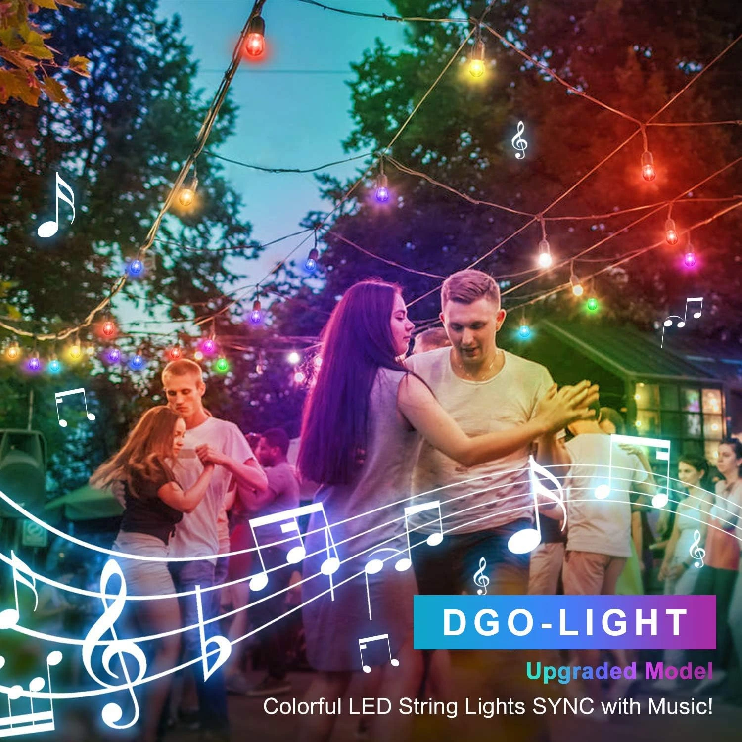DGO 48FT Color Changing Outdoor String Lights, RGB Cafe LED String Light With 15+1 E26 Shatterproof Edison Bulb Dimmable Commercial Light String For Patio Backyard Christmas Holiday Party, Remote 6 DGO 48FT Color Changing Outdoor String Lights, RGB Cafe LED String Light With 15+1 E26 Shatterproof Edison Bulb Dimmable Commercial Light String For Patio Backyard Christmas Holiday Party, Remote - Image 6