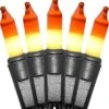 Candy Corn Halloween Lights Set, 100 Incandescent Orange And Yellow Mini String Lights UL Certified Christmas Lights Black Wire For Indoor Outdoor Use Holiday Decorations