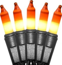 Candy Corn Halloween Lights Set, 100 Incandescent Orange And Yellow Mini String Lights UL Certified Christmas Lights Black Wire For Indoor Outdoor Use Holiday Decorations