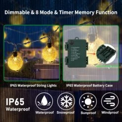 GCMacau Outdoor String Lights, Battery Operated String Lights Indoor 39ft 80LED Small Globe Fairy Lights Waterproof With Remote, 8 Modes, For Camping Patio Tent Christmas Decorations Warm White -Xmas Lighting Shop 81jci4mBpCL. AC SL1500