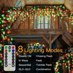 Ollny Icicle Christmas Lights Outdoor 486LED 40FT - 8 Modes Timer Waterproof Connectable Fairy String Lights, Remote Plug In For House Yard Patio Indoor Outside Christmas Decorations - Red And Green -Xmas Lighting Shop 81jkmLkuvvL. AC SL1500