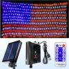 Decute Upgraded Solar American Flag String Lights, Waterproof 390 Led Solar Flag Net Light Of The United States With Remote For Christmas Decorations, Yard,Garden, Festival, Holiday, Party Decoration