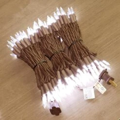 JinBest 150 LED Cool White Christmas Lights, Commercial Grade Decorative Lights Brown Wire 50 Ft, For Indoor And Outdoor Party, Garden, Patio