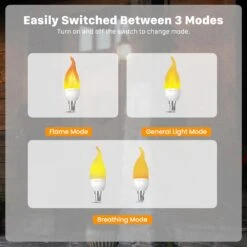 Hompavo 【Upgraded】 LED Flame Light Bulbs, 3 Modes Flickering Light Bulbs, E12 Chandelier Base Candle Fire Light Bulb For Halloween, Christmas, Party, Porch, Indoor & Outdoor Home Decoration - 6 Pack -Xmas Lighting Shop 81k3qZ0gsHL. AC SL1500