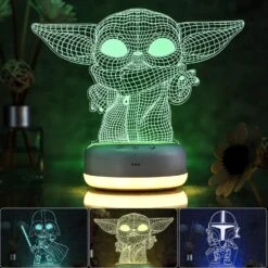 3D Star Wars Night Light For Kids - 3 Patterns And 16 Color Change Decor Lamp - Warm White Light For Sleep - Star Wars Toys For Kids - Birthday & Christmas Gifts For Boys Girls And Star Wars Fans