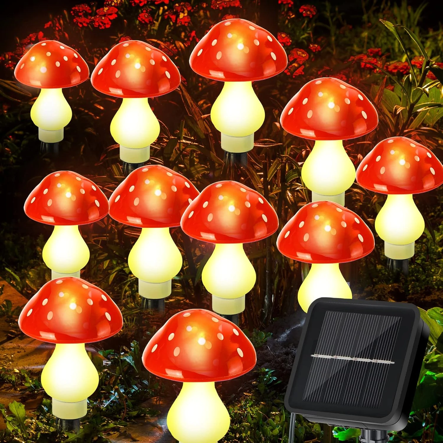 12 Pcs Outdoor Solar LED Mushroom Lamp Cute Mushroom Light Mushroom Solar Lights 8 Modes Waterproof Garden Lamp Outside Decor For Christmas Halloween Garden Yard Patio Pathway Lawn (Red) 1 12 Pcs Outdoor Solar LED Mushroom Lamp Cute Mushroom Light Mushroom Solar Lights 8 Modes Waterproof Garden Lamp Outside Decor For Christmas Halloween Garden Yard Patio Pathway Lawn (Red)