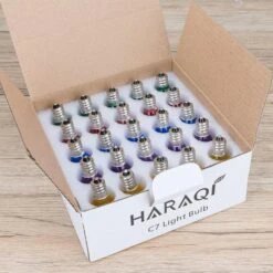Haraqi 25 Pack 5W 120 Volt E12 Socket C7 Multicolor Christmas Replacement Bulbs, C7 Outdoor Indoor String Light Replacement Bulbs -Xmas Lighting Shop 81kSMZY3jkL. AC SL1500