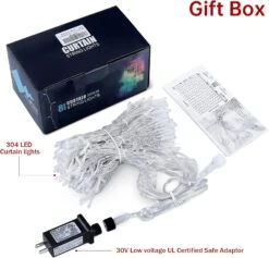 Oopswow 304L Curtain String Lights,9.8ft X 9.8ft 8 Modes Curtain Lights For Bedroom,Hanging Twinkle Fairy Lights Plug In Window Lights For Backdrop Christmas Party Wedding Outdoor Indoor Wall Decor -Xmas Lighting Shop 81kqKcw90QL. AC SL1500