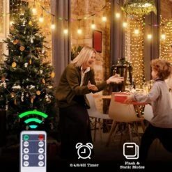 LED Outdoor String Lights, 48FT Patio Lights With Remote & 15 Dimmable Edison Shatterproof Bulbs, RGB Fairy Rope Hanging Light For Outside, Café, Deck, Porch, Garden, Bistro, Christmas Party (Plug) -Xmas Lighting Shop 81krhdBGK4L. AC SL1500