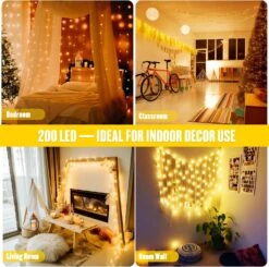 JMEXSUSS 66ft 200 LED Christmas String Lights Indoor Outdoor Waterproof, Warm White Christmas Lights Clear Wire, Twinkle Fairy Lights Plug In For Yard Wall Room Bedroom Classroom Home Tree Decorations -Xmas Lighting Shop 81lD xU4SiL. AC SL1500