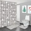 Alishomtll 4 Pcs Merry Christmas Shower Curtain Sets With Non-Slip Rugs, Toilet Lid Cover And Bath Mat, Xmas Snowman Shower Curtains With 12 Hooks, Snowflake Shower Curtains For Bathroom Decoration