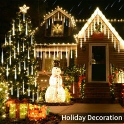 Blingstar Meteor Shower Lights 16Inch 20Tubes 720LED Christmas Lights Outdoor Waterproof Falling Rain Lights Extendable Cascading Icicle Lights For Indoor Outside Xmas Halloween Tree Decor, Cool White -Xmas Lighting Shop 81lRCkkyHxL. AC SL1500