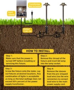 COLOER Low Voltage Pathway Lights, 12-15V AC/DC 2W LED Garden Path Lights Electric, Brass Outdoor Decor Lighting, IP65 Waterproof Christmas Landscape Lighting Wired (602B, 1-Pack With G4 Bulb) -Xmas Lighting Shop 81lm2HjxEgL. AC SL1500