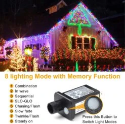 Haili 105FT 300 LED Christmas Lights Outdoor Waterproof, 8 Mode Connectable String Lights For Christmas Tree, Wedding, Party, Patio, House Christmas Decoration(Multi-Colored) -Xmas Lighting Shop 81m uCc13SL. AC SL1500
