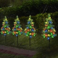 Upgraded Set Of 4pcs Solar Christmas Tree Lights Outdoor Decorations, With 80 LEDs Solar Christmas C6 Strawberry String Lights For Outside Yard,Patio,Garden,Grave,Cemetery Xmas Ornaments(Multicolor) -Xmas Lighting Shop 81mAUJLUQzL. AC SL1500