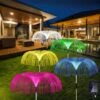 Lefutizn 5 Pack, Solar Flowers Garden Lights, 7 Color Changing, Outdoor Waterproof Decorative Solar Powered Stake Jellyfish Light For Yard Patio Pathway Christmas Decor
