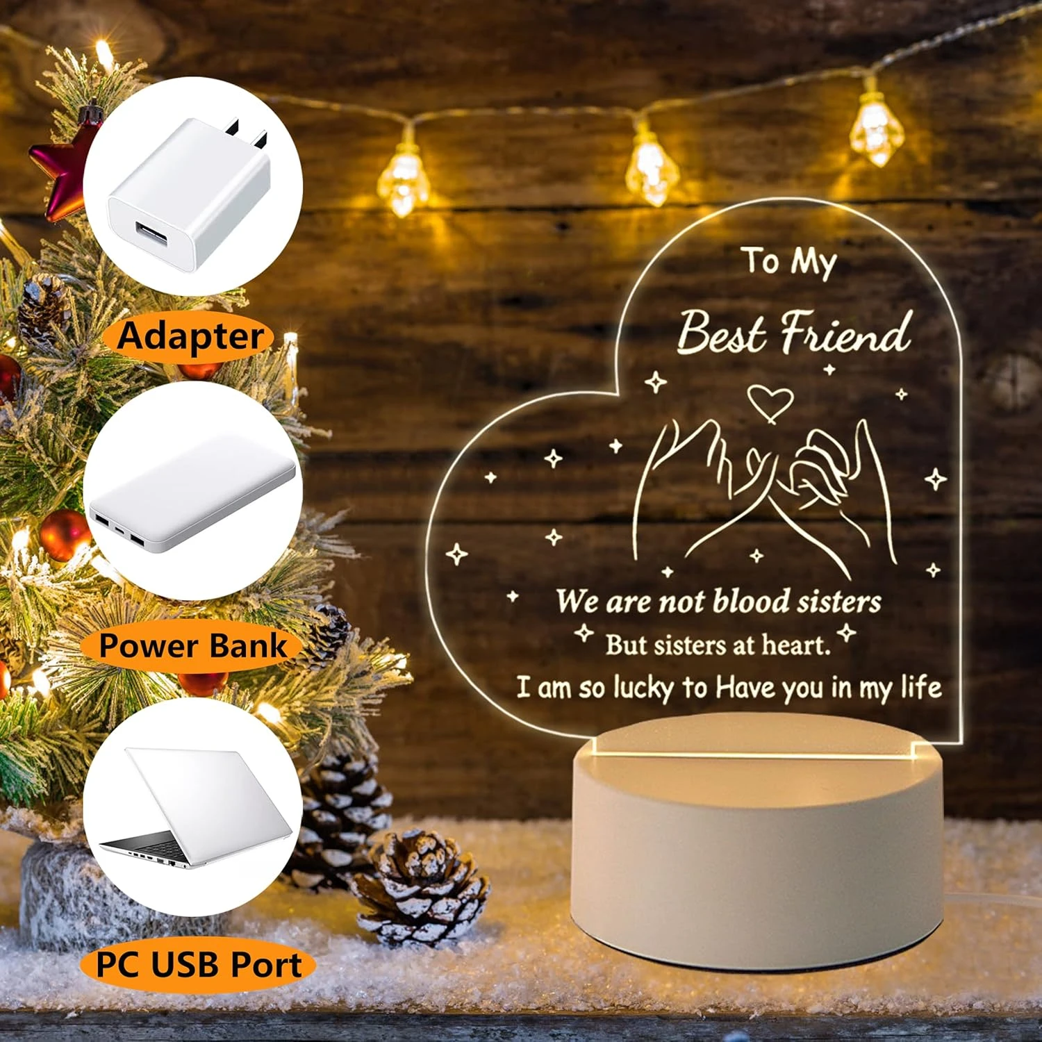 LE XIAOXI Best Friend Birthday Gifts Friendship Gifts Acrylic Night Light, Thank You Gifts For Friends - Christmas Birthday Gifts For Bestie, BFF 7 LE XIAOXI Best Friend Birthday Gifts Friendship Gifts Acrylic Night Light, Thank You Gifts For Friends - Christmas Birthday Gifts For Bestie, BFF - Image 7