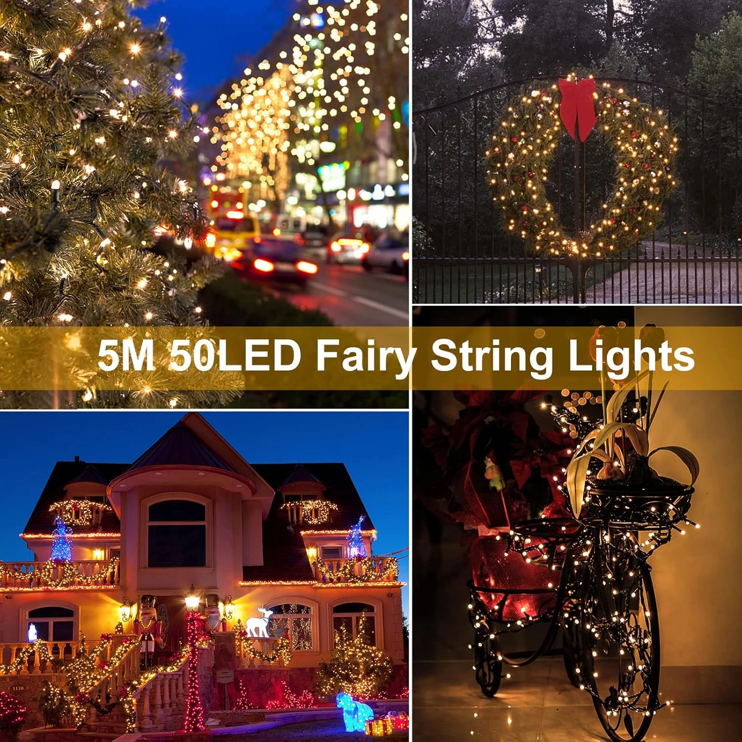 ZAIYW 4 Pack Battery Operated String Lights, 16.5 Ft Dark Green Wire 50 LED String Lights With Remote Timer 8 Modes Fairy Lights For Bedroom Party Patio Yard Garden Christmas Tree Decor (Warm White) 2 ZAIYW 4 Pack Battery Operated String Lights, 16.5 Ft Dark Green Wire 50 LED String Lights With Remote Timer 8 Modes Fairy Lights For Bedroom Party Patio Yard Garden Christmas Tree Decor (Warm White) - Image 2