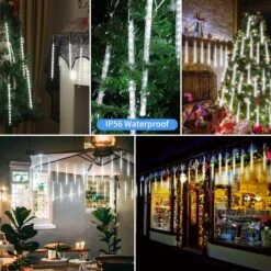 Blingstar Meteor Shower Lights 16Inch 20Tubes 720LED Christmas Lights Outdoor Waterproof Falling Rain Lights Extendable Cascading Icicle Lights For Indoor Outside Xmas Halloween Tree Decor, Cool White -Xmas Lighting Shop 81maokQ3HQL. AC SL1500
