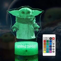 DRYLF 3D Star Wars Lamp For Kids - 16 Color Change Baby Light For Room Decor, Remote Control & Touch - Yoda Baby Toys For Boys, Girls- Birthday & Christmas Gifts For Kids And Star Wars Fans