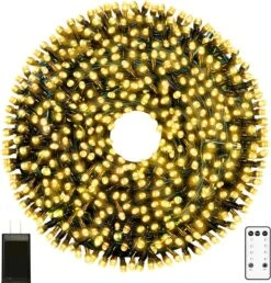 Warm Yellow Christmas Halloween 320 LED String Lights 122FT Outdoor String Lights With 8 Modes Plug In Waterproof Fairy Lights Indoor For Party Carnival Supplies, Outdoor Patio Yard Lawn Garden Decor