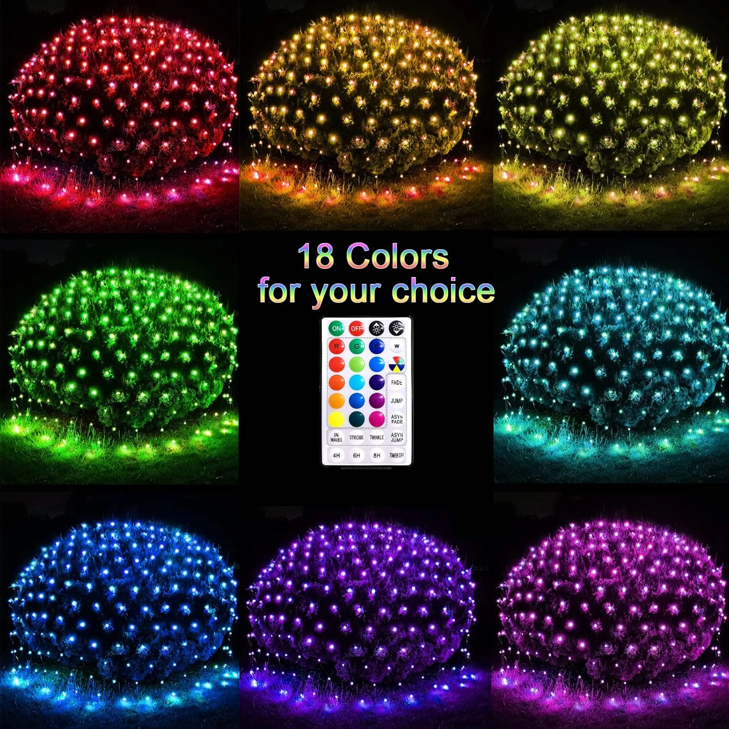 Obrecis Christmas Net Lights Outdoor, 240 LED 18 Color Changing Mesh Lights, 14.8ft X 5ft Waterproof Connectable Multicolored Fairy String Lights For Bushes Xmas Tree Garden Wedding Party Home Decor 2 Obrecis Christmas Net Lights Outdoor, 240 LED 18 Color Changing Mesh Lights, 14.8ft X 5ft Waterproof Connectable Multicolored Fairy String Lights For Bushes Xmas Tree Garden Wedding Party Home Decor - Image 2
