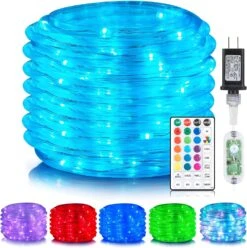 ANJAYLIA 66ft 200 LED Rope Lights Outdoor, Waterproof 16 Colors Changing String Lights Plug In With Remote Control Indoor Twinkle Fairy Lights For Bedroom Garden Party Halloween Christmas Decorations