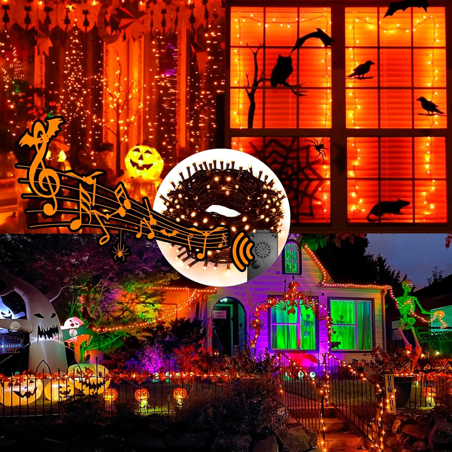 EAMBRITE Halloween Decorations 200 LED Halloween String Lights With Spooky Music Motion Sensor Controller Twinkle Waterproof Orange String Lights Plug In For Indoor Outdoor Tree Party Yard Christmas 6 EAMBRITE Halloween Decorations 200 LED Halloween String Lights With Spooky Music Motion Sensor Controller Twinkle Waterproof Orange String Lights Plug In For Indoor Outdoor Tree Party Yard Christmas - Image 6