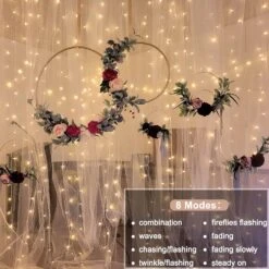 Echosari 300 LED Curtain Lights Battery Operated, 9.8ft×9.8ft Hanging Lights With Remote Timer Outdoor Curtain Window Lights For Bedroom Patio Wedding Backdrop Christmas Party Decór (Warm White) -Xmas Lighting Shop 81nKFMve4UL. AC SL1500