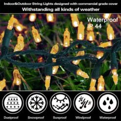 Silvom Yellow Christmas Lights, 33ft 100 LED Xmas Christmas Lights, 120V UL Certified LED String Lights For Halloween, Christmas Tree, Wedding, Party, Patio, Holiday, Home Indoor & Outdoor Decoration -Xmas Lighting Shop 81nKLPRXplL. AC SL1500