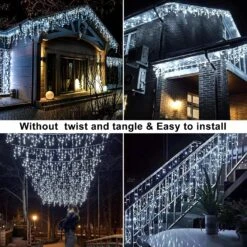 66ft 640 LED Christmas Lights Outdoor - 8 Modes Icicle Lights With 120 Drops, Waterproof Plug In Fairy String Lights With Timer Memory For Party, Holiday, Wedding, Christmas Decoration,Cool White -Xmas Lighting Shop 81ng0epnX2L. AC SL1500