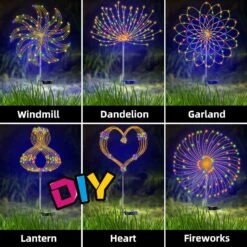 2 PCS Solar Firework Light, Outdoor Solar Garden Decorative Lights 120 LED Powered 40 Copper Wires String DIY Landscape Light For Walkway Pathway Backyard Christmas Decoration Parties (Multi-Color) -Xmas Lighting Shop 81nnKw69ctL. AC SL1500 1