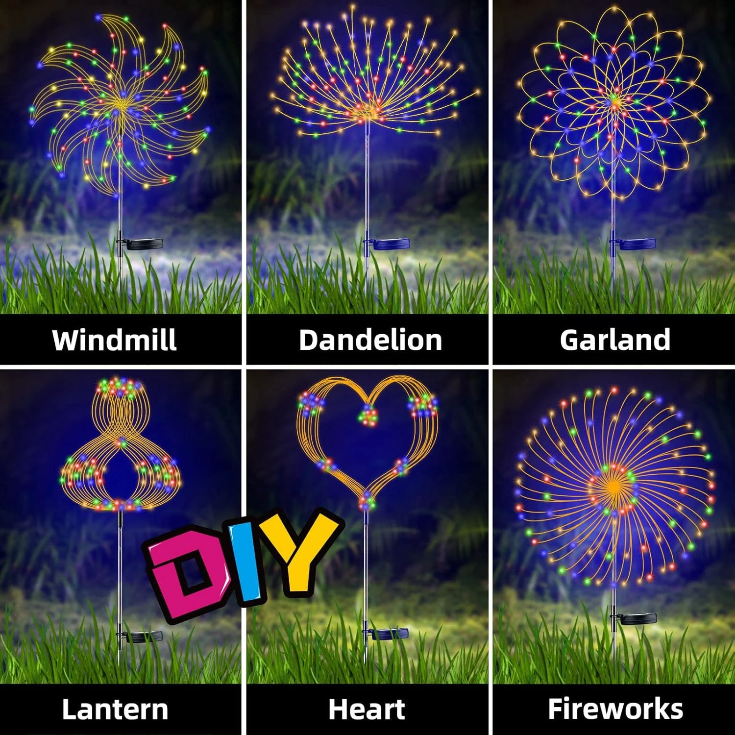 4 PCS Solar Firework Light, Outdoor Solar Garden Decorative Lights 120 LED Powered 40 Copper Wires String DIY Landscape Light For Walkway Pathway Backyard Christmas Decoration Parties (Multi-Colored) 4 4 PCS Solar Firework Light, Outdoor Solar Garden Decorative Lights 120 LED Powered 40 Copper Wires String DIY Landscape Light For Walkway Pathway Backyard Christmas Decoration Parties (Multi-Colored) - Image 4