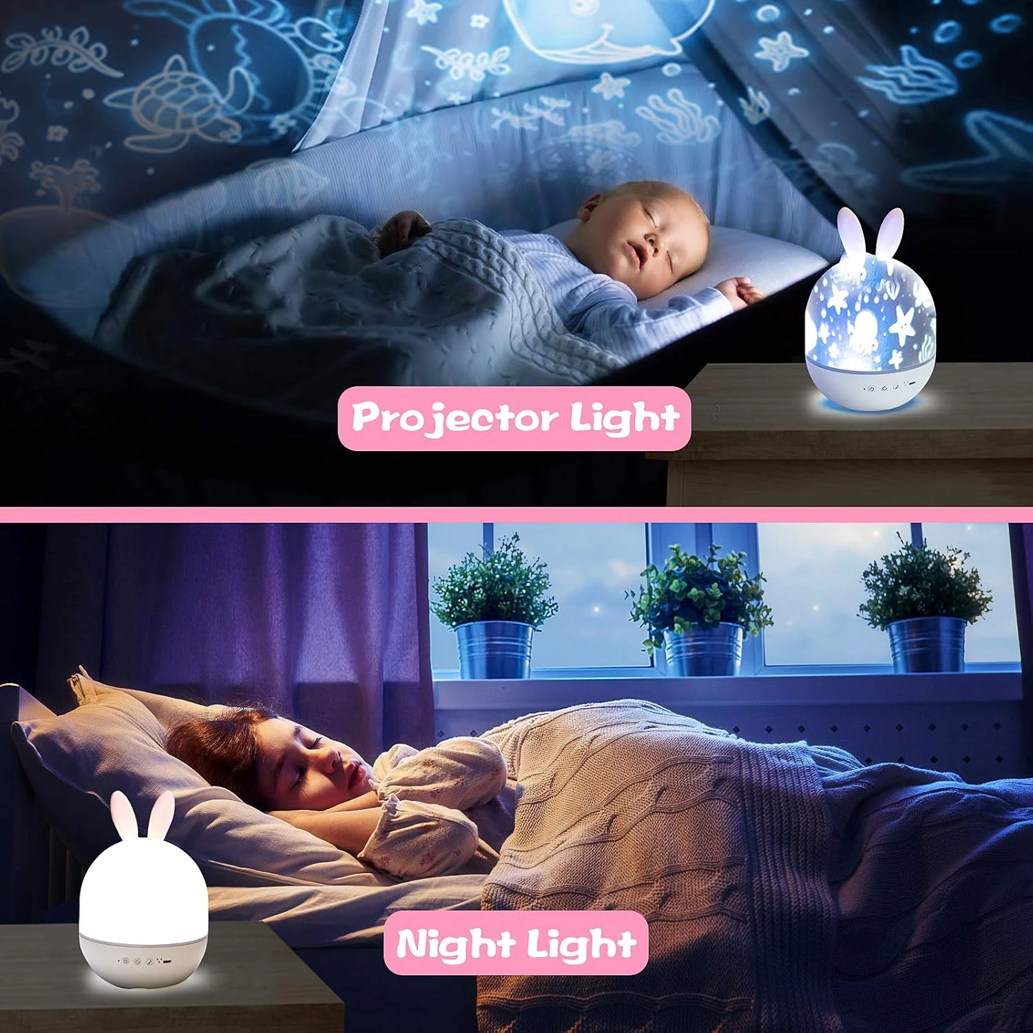Night Light For Kids,Rotating Starry Night Light Projector With Remote Control,6 Films,USB Rechargeable,Soothe Musics,Bedside Lamp Nursery Light For Baby,Boys,Girls Birthday,Christmas Gift (White) 4 Night Light For Kids,Rotating Starry Night Light Projector With Remote Control,6 Films,USB Rechargeable,Soothe Musics,Bedside Lamp Nursery Light For Baby,Boys,Girls Birthday,Christmas Gift (White) - Image 4