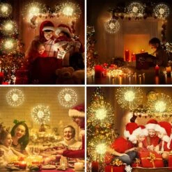 2Pack Firework Lights 200Led Silver Wire Starburst Lights 8 Modes Battery Operated Fairy Lights With Remote, Wedding Christmas Decorative Hanging Lights For Party Patio Garden Decoration (warm White) -Xmas Lighting Shop 81pc40wgtEL. AC SL1500