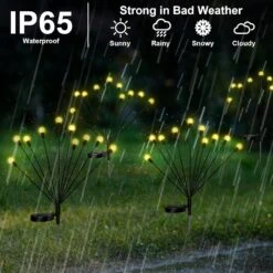 12 Pieces 10 LED Solar Powered Firefly Lights Starburst Swaying Light Solar Lights Outdoor Waterproof Solar Christmas Decorations Outdoor Yard Decorative Flexible Landscape Path Lights, Warm White -Xmas Lighting Shop 81peLH7dbtL. AC SL1500