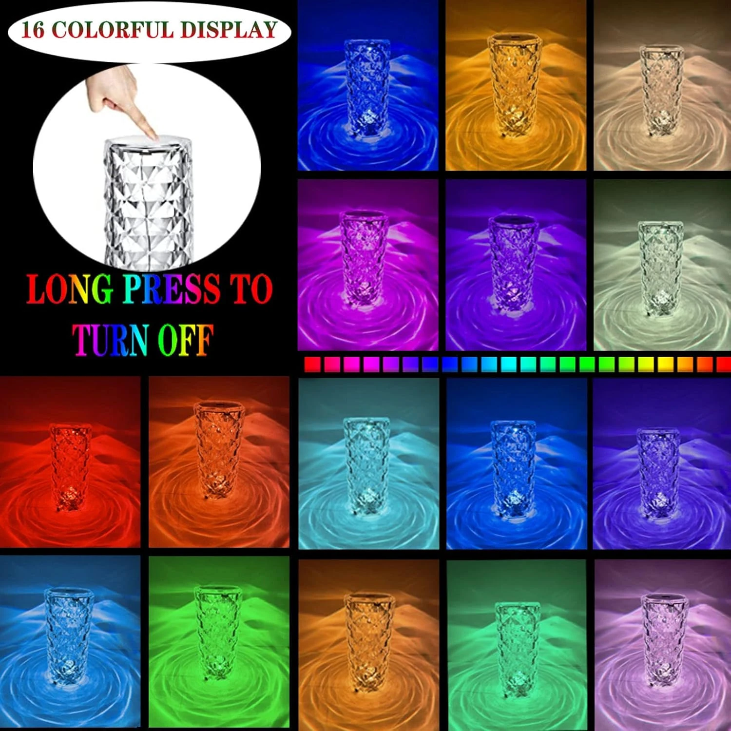 N/A NA Crystal Diamond Table Lamp, 16 Color Changing Led Touch Night Light Romantic Rose Acrylic Bedside Lamp With USB Port For Kids Bedroom,Living Room,College Dorm,Party Christmas Decor(Remote&Touch) 3 N/A NA Crystal Diamond Table Lamp, 16 Color Changing Led Touch Night Light Romantic Rose Acrylic Bedside Lamp With USB Port For Kids Bedroom,Living Room,College Dorm,Party Christmas Decor(Remote&Touch) - Image 3