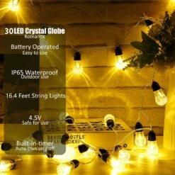 BIUYOY Battery Operated String Lights Outdoor Fairy Lights 16.4ft 30LED Globe Indoor Decorative Christmas Patio Lights Waterproof 8 Modes With Remote For Party Garden Porch Yard Wedding(Warm White) -Xmas Lighting Shop 81pnN2d4wIL. AC SL1500
