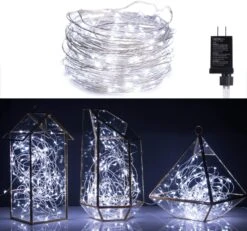 Minetom 100 LEDs Fairy Lights 33 Ft Firefly String Lights Waterproof Starry Lights On Silver Coated Copper Wire Perfect For Christmas Party DIY Wedding Bedroom Indoor Party Decorations Pure White
