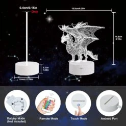 Ammonite Dragon Lamp For Kids, 3D Dragon Night Light Toy,16 Colors With Remote Control Kids Room Decor As A Christmas Birthday Gifts For Boys Girls -Xmas Lighting Shop 81q921z2ryL. AC SL1500