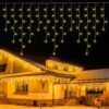 Qunlight Christmas Lights Outdoor IcicleLights 360LED 33FT 8 Modes, Connectable Hanging Fairy String Lights With 30V Plug In For Valentine Wedding Party Eave Garden Wall Decorations(Warm White)